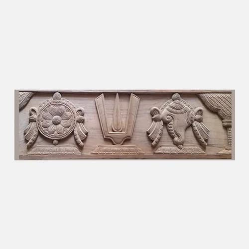 Vishnu Namam with Sangu and Chakra Wall Panel - Wooden Crafts collection | Indraniie