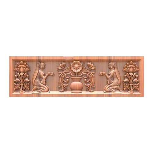 Carved Kumbam With Paavai Wall Mount - Wooden Crafts collection | Indraniie