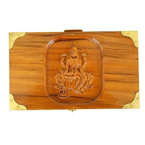Teak Wood Lakshmi Jewel and Cash Box - Wooden Crafts collection | Indraniie