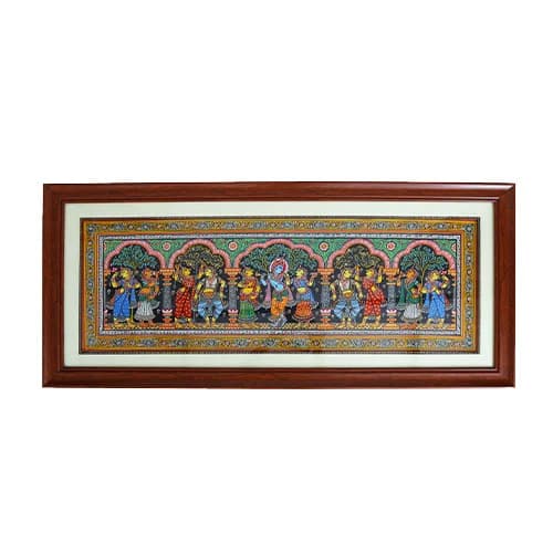 Lord Krishna with Gopika Pattachitra Painting - Stunning Wall Art collection | Indraniie