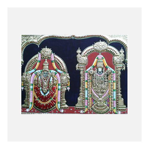 Authentic Handmade Lord Balaji Padmavathi Tanjore Painting