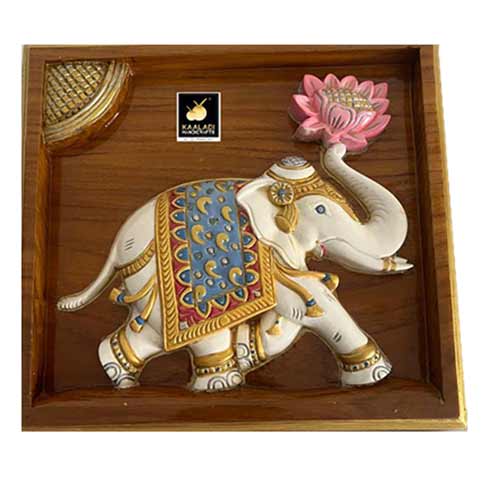 Wooden Airavatham with Lotus Flower
