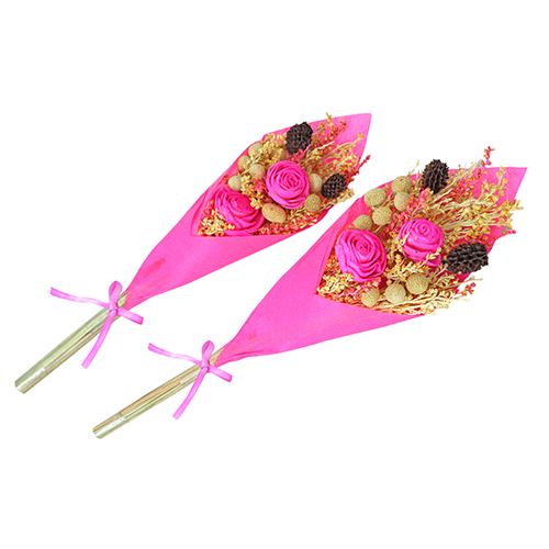 Mini Pink Flower Bouquet - Pack of 2