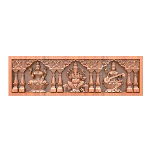 Hand carved Teakwood Lakshmi Vinayagar Saraswathi Wall Panel