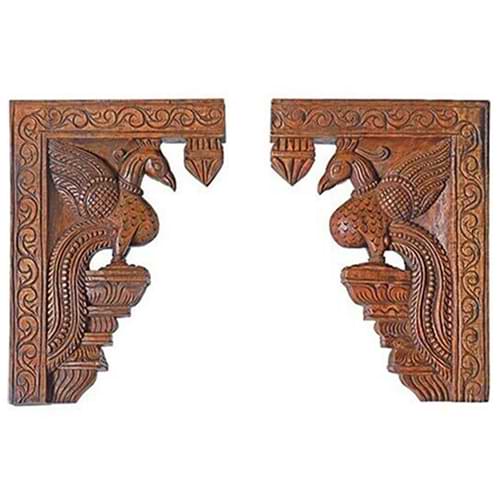 Wooden Parrot Wall Hanging Pair