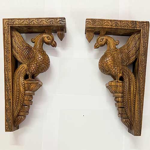 Wooden Parrot Wall Hanging Pair
