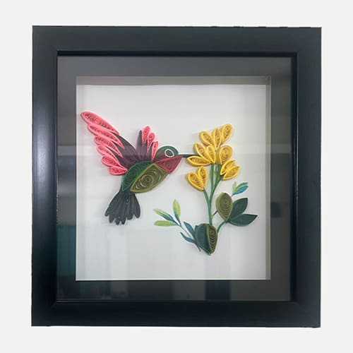 Quilling Hummingbird Wall Art with Frame