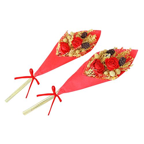 Mini Red Flower Bouquet - Pack of 2