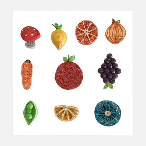 Paper Quilled Fruits Fridge Magnets