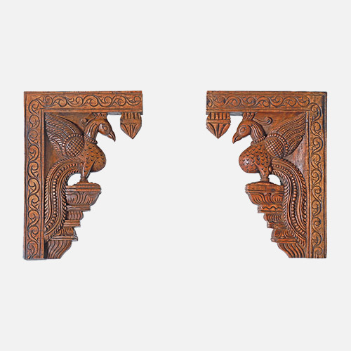 Buy Antique Finish Wooden Parrot Wall Hanging Pair Online | Upto 15% Offer