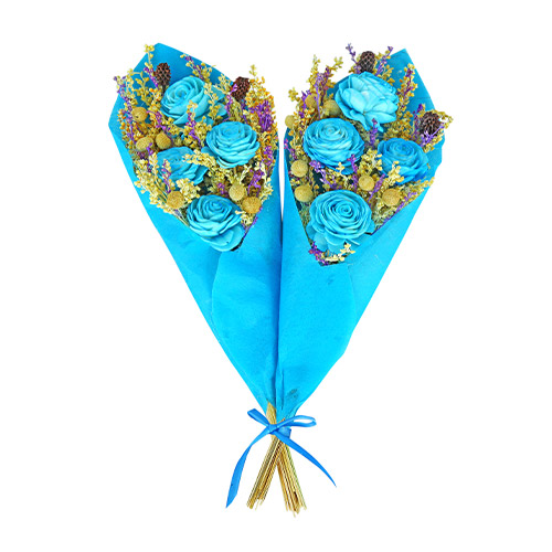 Small Turquoise Blue Rose Pair Bouquet