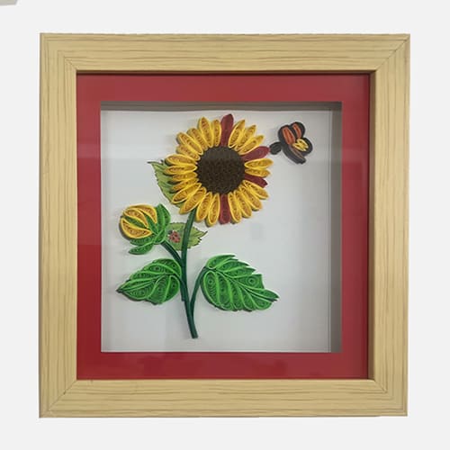 Sunflower and Honeybee Paper Wall Art
