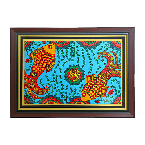 Colorful Fish Madhubani Painting