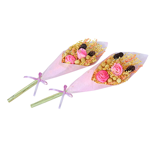 Mini Light Pink Flower Bouquet - Pack of 2